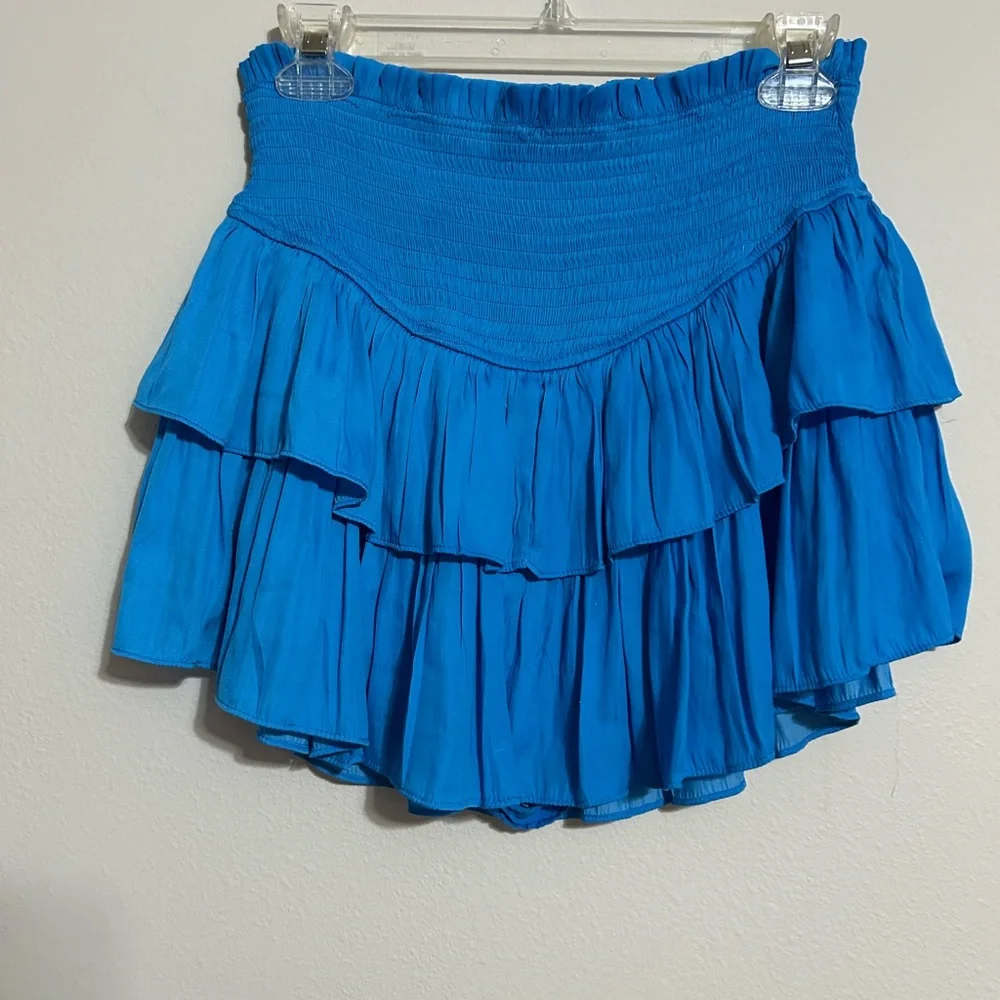 Mustard Seed Blue Bubble Mini Skirt Ruffled Resort Wear - Picture 4 of 4